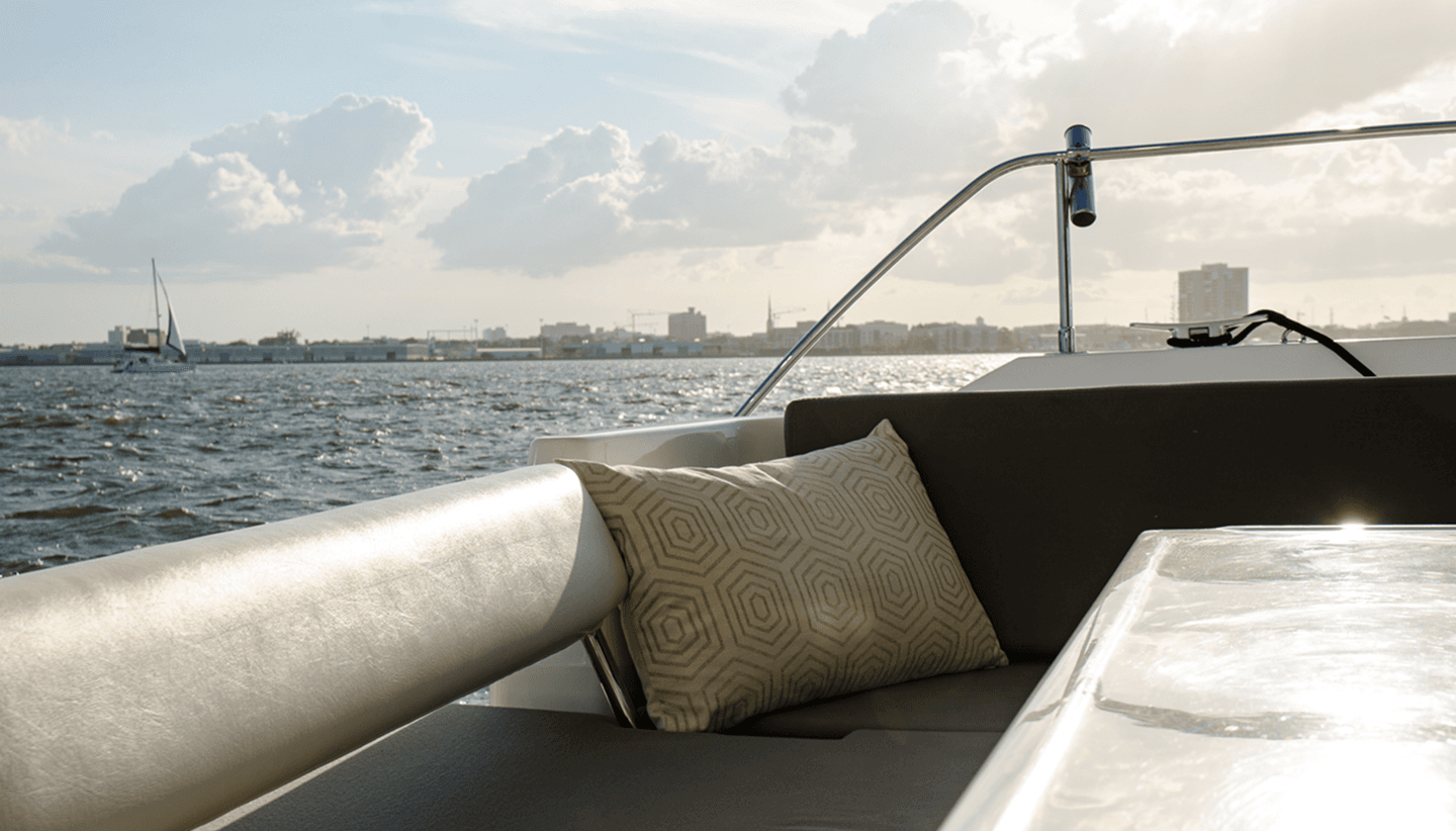 Bench seating off the stern of the Leopard 42 catamaran