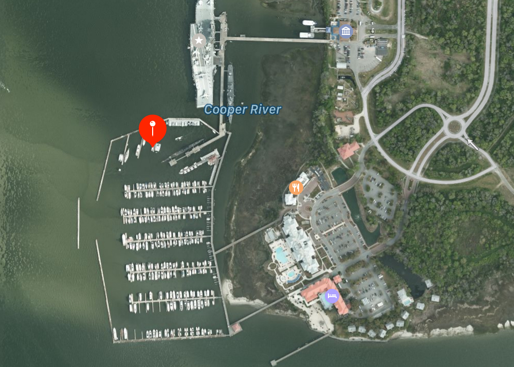 Aerial view of the Charleston Harbor Marina.